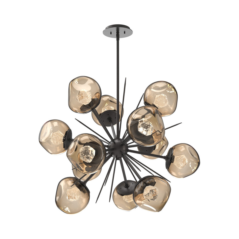 Luna Starburst Bronze LED Chandelier in Graphite/Zircon Crystal (32-Inch).