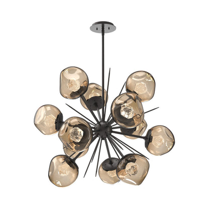 Luna Starburst Bronze LED Chandelier in Graphite/Zircon Crystal (32-Inch).