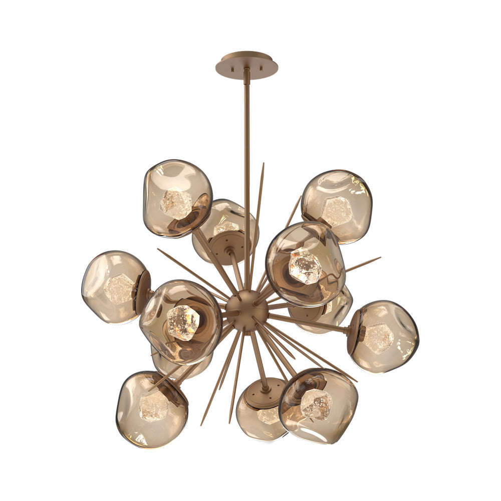 Luna Starburst Bronze LED Chandelier in Novel Brass/Zircon Crystal (32-Inch).