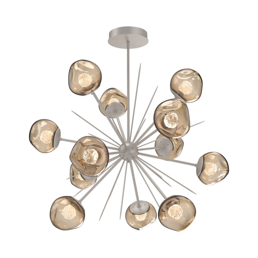 Luna Starburst Bronze LED Chandelier in Beige Silver/Floret Crystal (40-Inch).