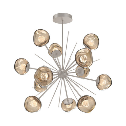 Luna Starburst Bronze LED Chandelier in Beige Silver/Floret Crystal (40-Inch).