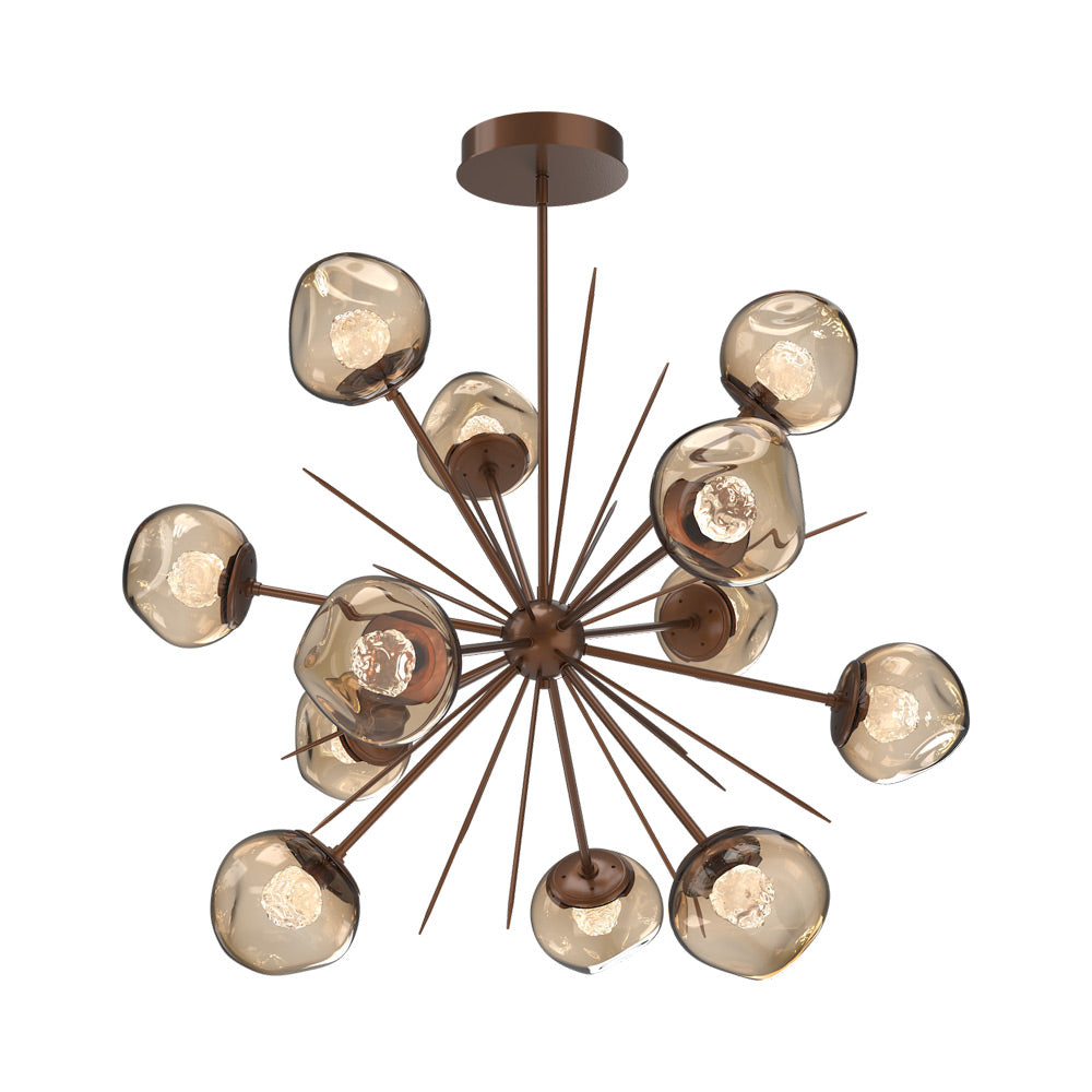 Luna Starburst Bronze LED Chandelier in Burnished Bronze/Floret Crystal (40-Inch).