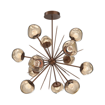Luna Starburst Bronze LED Chandelier in Burnished Bronze/Floret Crystal (40-Inch).