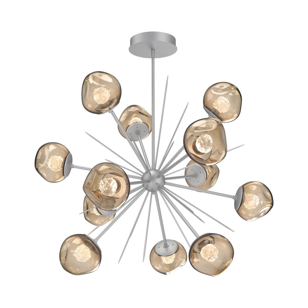 Luna Starburst Bronze LED Chandelier in Classic Silver/Floret Crystal (40-Inch).