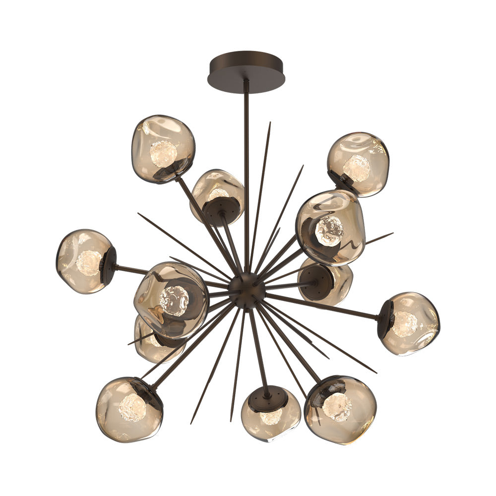 Luna Starburst Bronze LED Chandelier in Flat Bronze/Floret Crystal (40-Inch).