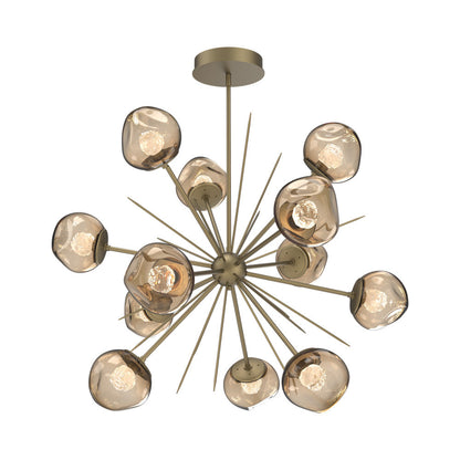 Luna Starburst Bronze LED Chandelier in Gilded Brass/Floret Crystal (40-Inch).