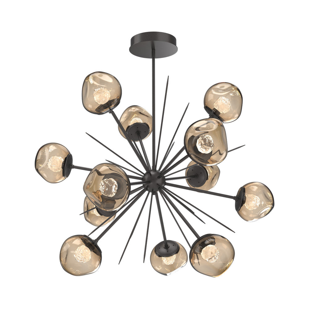 Luna Starburst Bronze LED Chandelier in Graphite/Floret Crystal (40-Inch).