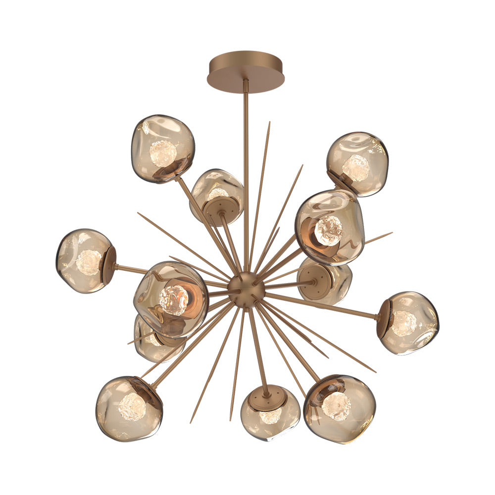 Luna Starburst Bronze LED Chandelier in Novel Brass/Floret Crystal (40-Inch).