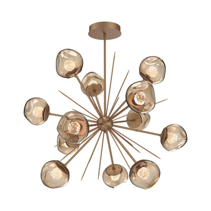 Luna Starburst Bronze LED Chandelier in Novel Brass/Floret Crystal (40-Inch).