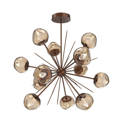 Luna Starburst Bronze LED Chandelier in Burnished Bronze/Geo Crystal (40-Inch).
