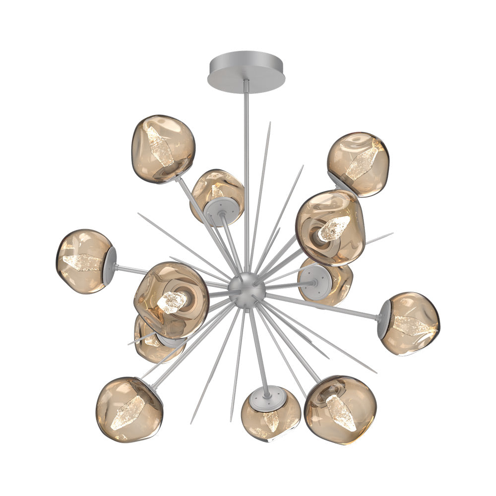 Luna Starburst Bronze LED Chandelier in Classic Silver/Geo Crystal (40-Inch).