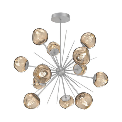 Luna Starburst Bronze LED Chandelier in Classic Silver/Geo Crystal (40-Inch).