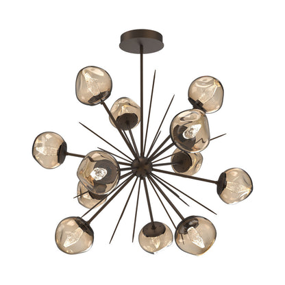 Luna Starburst Bronze LED Chandelier in Flat Bronze/Geo Crystal (40-Inch).