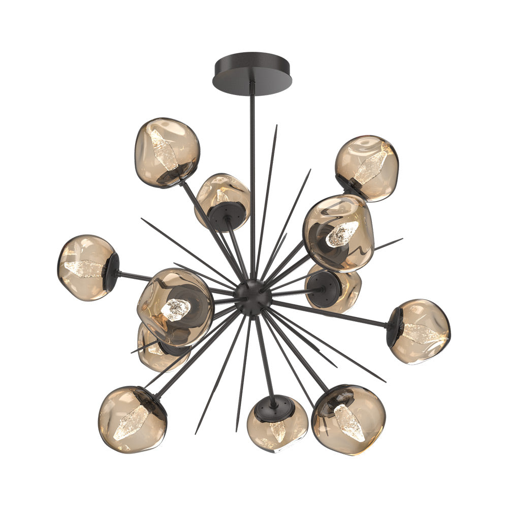 Luna Starburst Bronze LED Chandelier in Graphite/Geo Crystal (40-Inch).