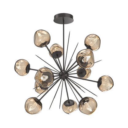 Luna Starburst Bronze LED Chandelier in Graphite/Geo Crystal (40-Inch).