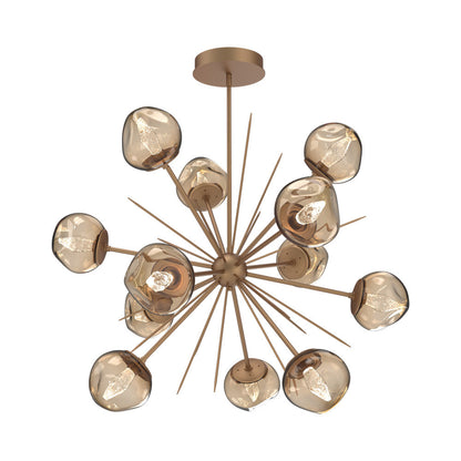 Luna Starburst Bronze LED Chandelier in Novel Brass/Geo Crystal (40-Inch).