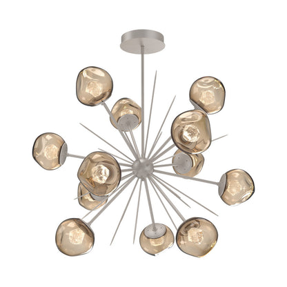 Luna Starburst Bronze LED Chandelier in Beige Silver/Zircon Crystal (40-Inch).