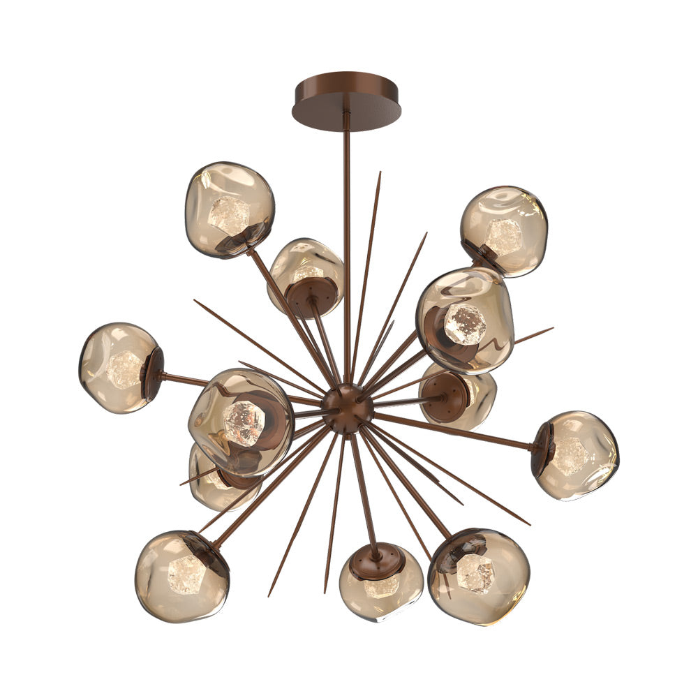 Luna Starburst Bronze LED Chandelier in Burnished Bronze/Zircon Crystal (40-Inch).