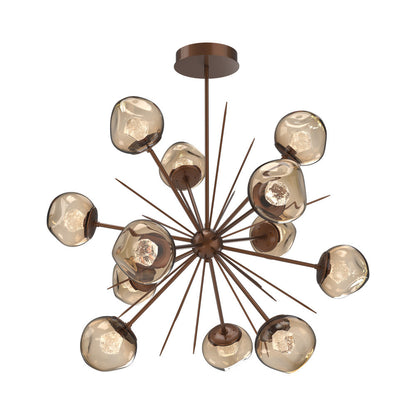 Luna Starburst Bronze LED Chandelier in Burnished Bronze/Zircon Crystal (40-Inch).