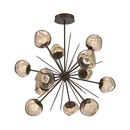 Luna Starburst Bronze LED Chandelier in Flat Bronze/Zircon Crystal (40-Inch).
