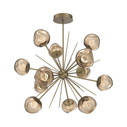 Luna Starburst Bronze LED Chandelier in Gilded Brass/Zircon Crystal (40-Inch).