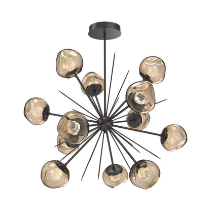 Luna Starburst Bronze LED Chandelier in Graphite/Zircon Crystal (40-Inch).