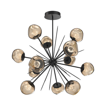 Luna Starburst Bronze LED Chandelier in Matte Black/Zircon Crystal (40-Inch).