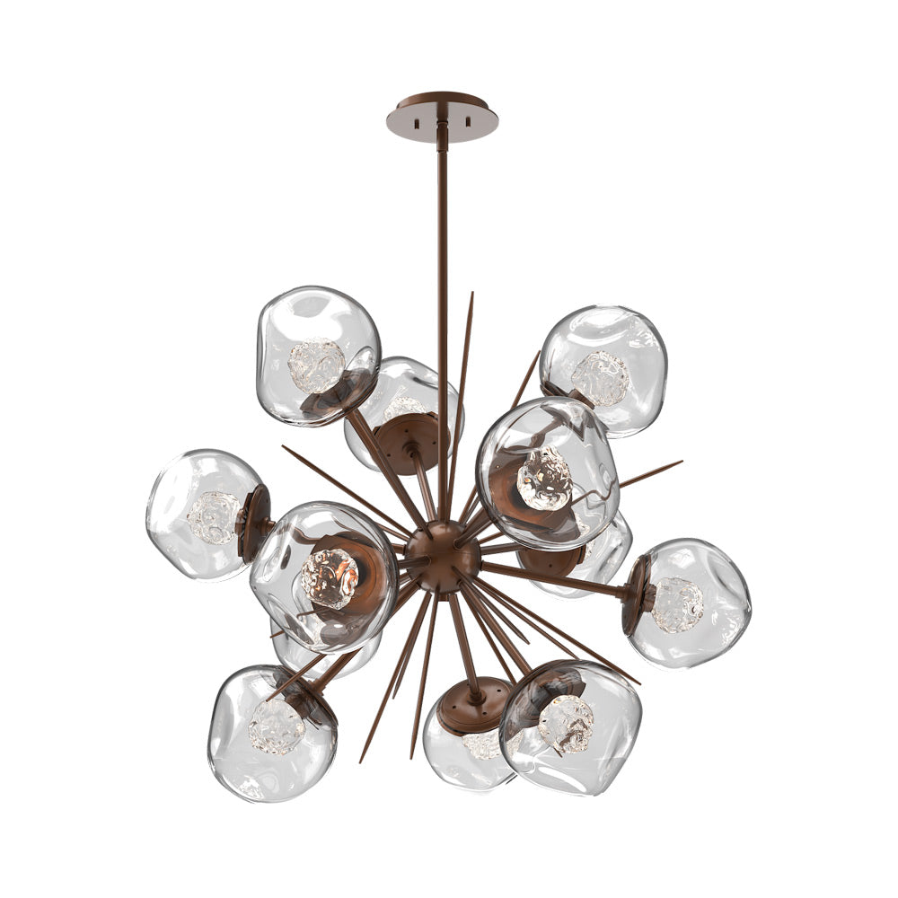 Luna Starburst Clear LED Chandelier in Burnished Bronze/Floret Crystal (32-Inch).