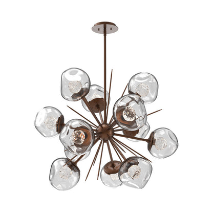 Luna Starburst Clear LED Chandelier in Burnished Bronze/Floret Crystal (32-Inch).
