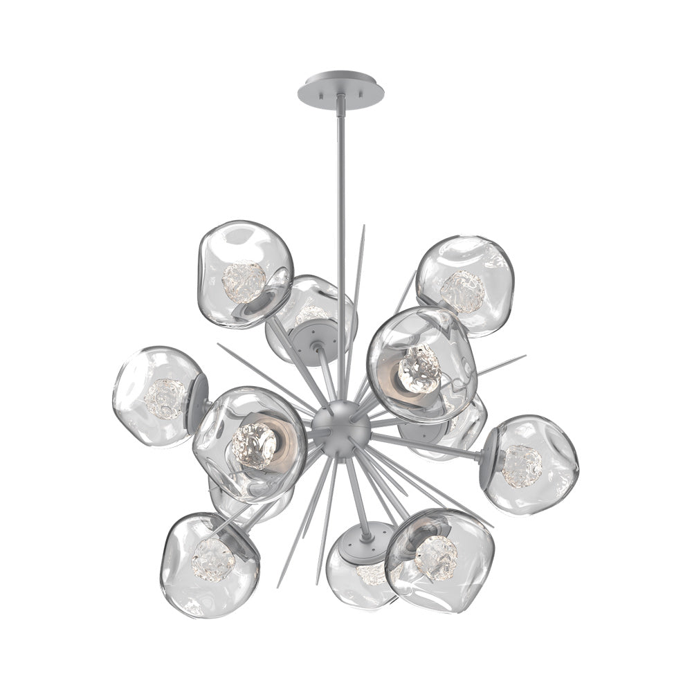 Luna Starburst Clear LED Chandelier in Classic Silver/Floret Crystal (32-Inch).