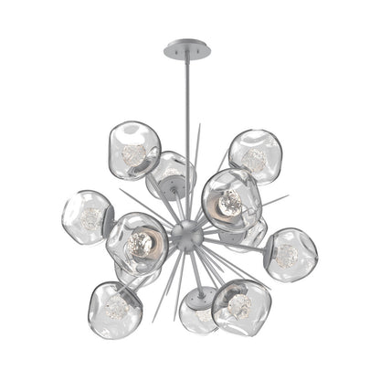 Luna Starburst Clear LED Chandelier in Classic Silver/Floret Crystal (32-Inch).
