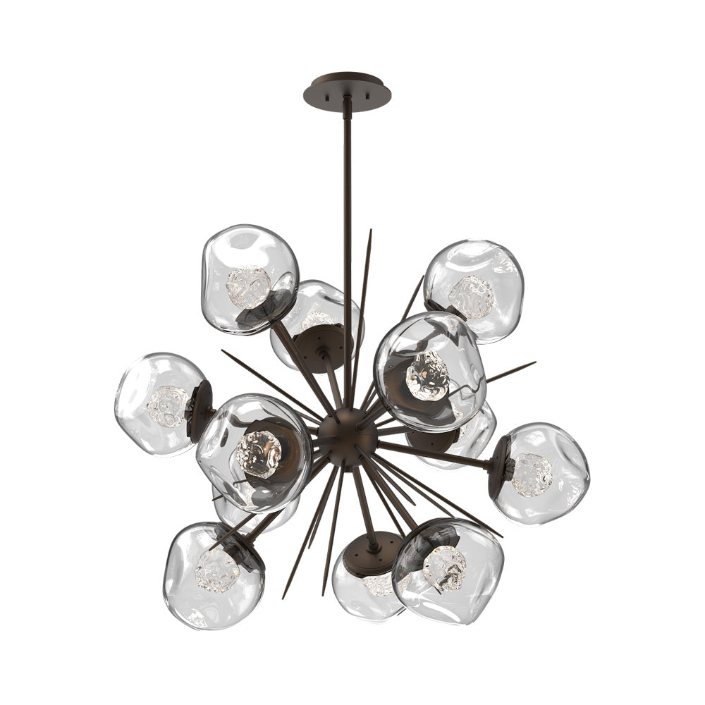 Luna Starburst Clear LED Chandelier in Flat Bronze/Floret Crystal (32-Inch).
