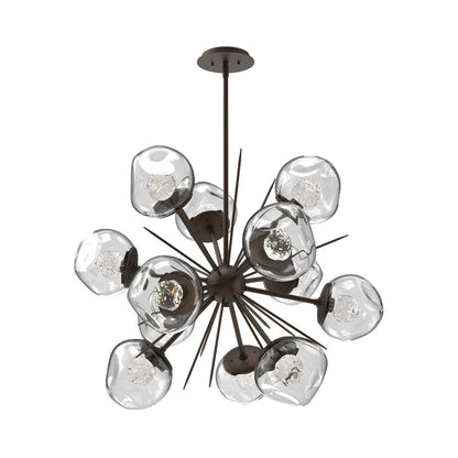Luna Starburst Clear LED Chandelier in Flat Bronze/Floret Crystal (32-Inch).
