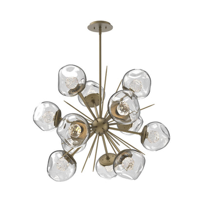 Luna Starburst Clear LED Chandelier in Gilded Brass/Floret Crystal (32-Inch).