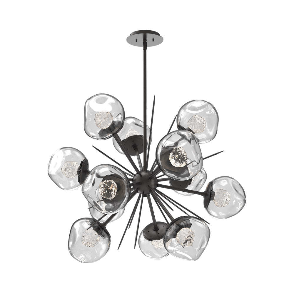 Luna Starburst Clear LED Chandelier in Graphite/Floret Crystal (32-Inch).