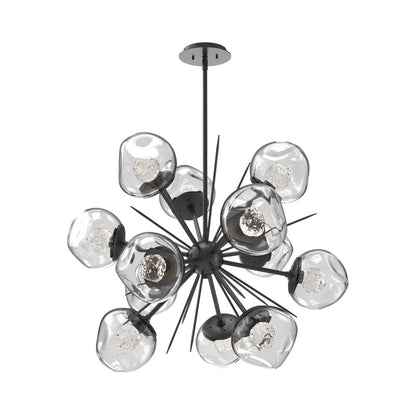 Luna Starburst Clear LED Chandelier in Graphite/Floret Crystal (32-Inch).