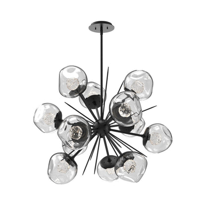 Luna Starburst Clear LED Chandelier in Matte Black/Floret Crystal (32-Inch).