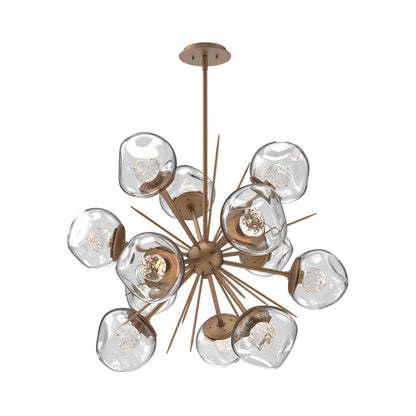 Luna Starburst Clear LED Chandelier in Novel Brass/Floret Crystal (32-Inch).