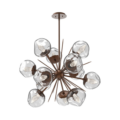Luna Starburst Clear LED Chandelier in Burnished Bronze/Geo Crystal (32-Inch).
