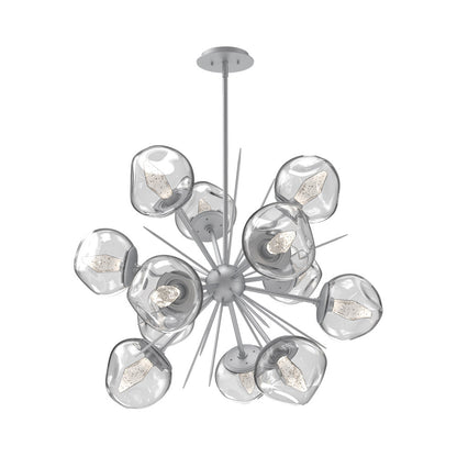 Luna Starburst Clear LED Chandelier in Classic Silver/Geo Crystal (32-Inch).