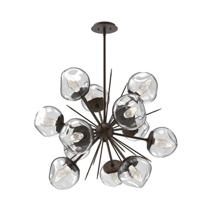 Luna Starburst Clear LED Chandelier in Flat Bronze/Geo Crystal (32-Inch).