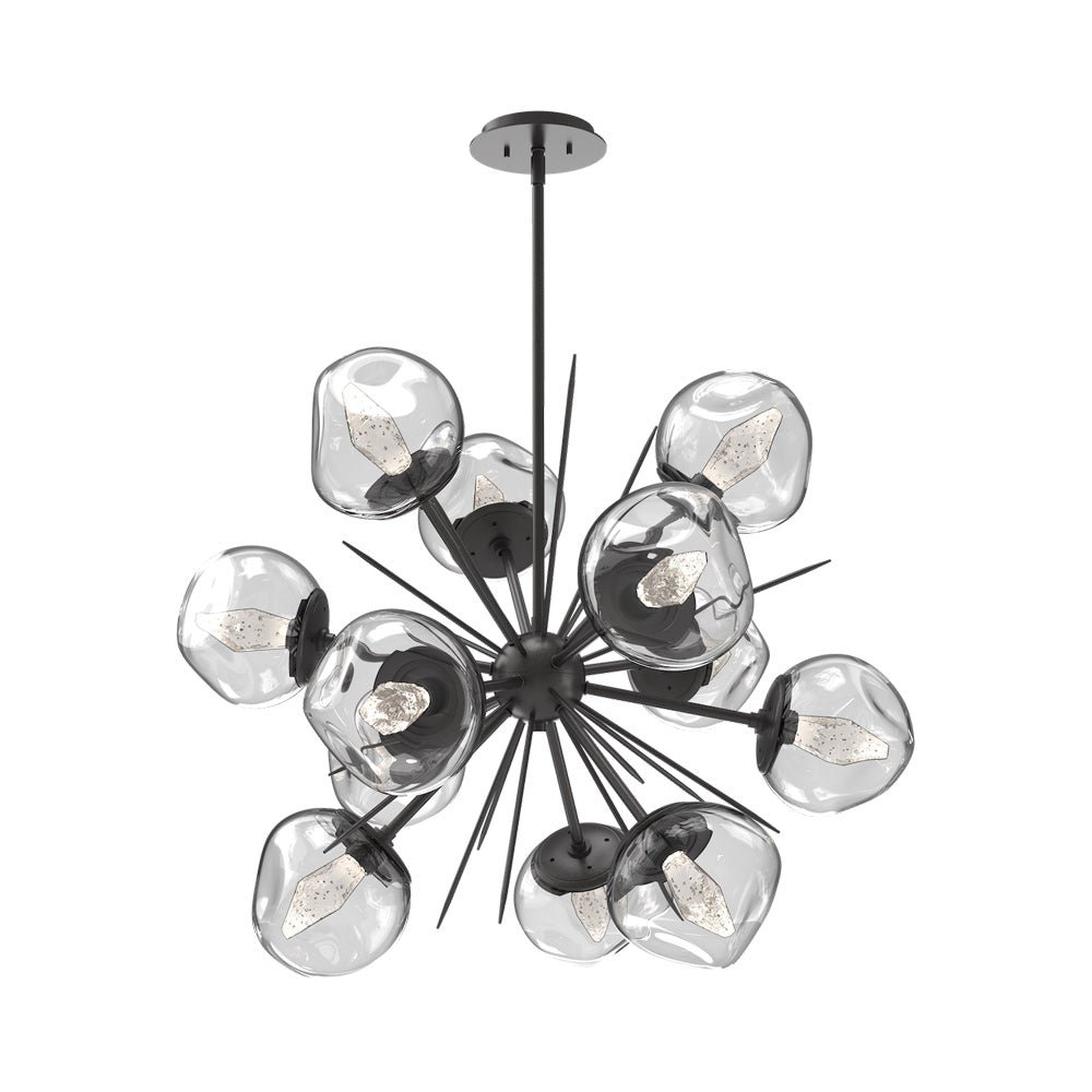 Luna Starburst Clear LED Chandelier in Graphite/Geo Crystal (32-Inch).