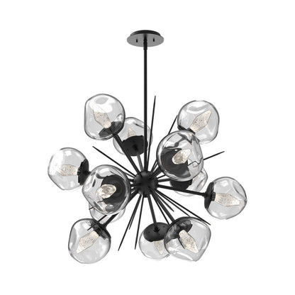 Luna Starburst Clear LED Chandelier in Matte Black/Geo Crystal (32-Inch).