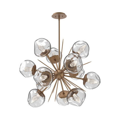Luna Starburst Clear LED Chandelier in Novel Brass/Geo Crystal (32-Inch).