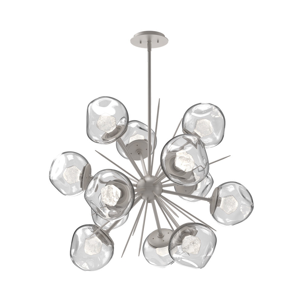 Luna Starburst Clear LED Chandelier in Beige Silver/Zircon Crystal (32-Inch).