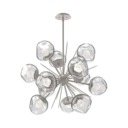 Luna Starburst Clear LED Chandelier in Beige Silver/Zircon Crystal (32-Inch).