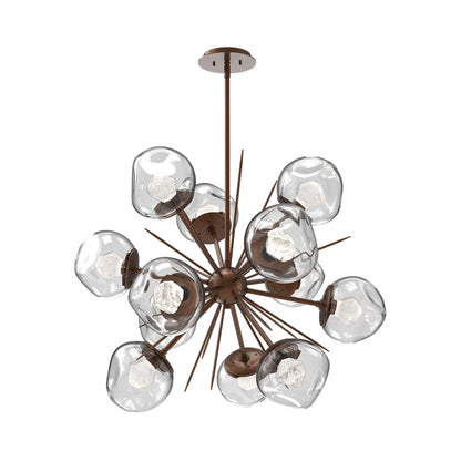 Luna Starburst Clear LED Chandelier in Burnished Bronze/Zircon Crystal (32-Inch).