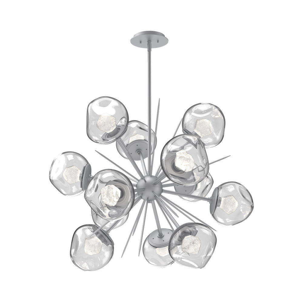 Luna Starburst Clear LED Chandelier in Classic Silver/Zircon Crystal (32-Inch).