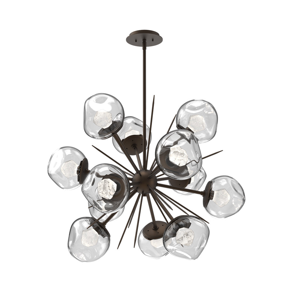 Luna Starburst Clear LED Chandelier in Flat Bronze/Zircon Crystal (32-Inch).