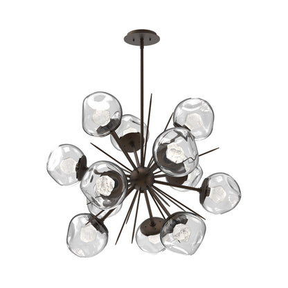 Luna Starburst Clear LED Chandelier in Flat Bronze/Zircon Crystal (32-Inch).